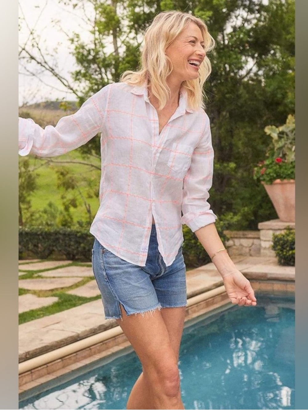 Frank and Eileen Barry Shirt in Neon Pink Windowpane
